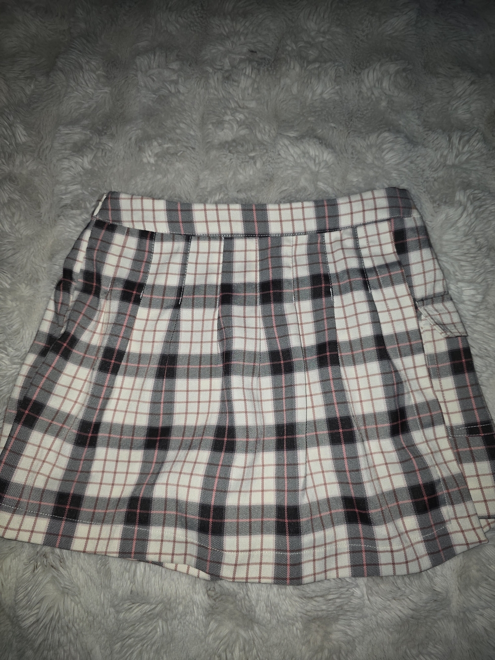 Forever 21 Pink and Gray Plaid Pleated Skort